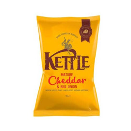 Kettle Mature Cheddar & Red Onion Chips 18 x 40g Box 1