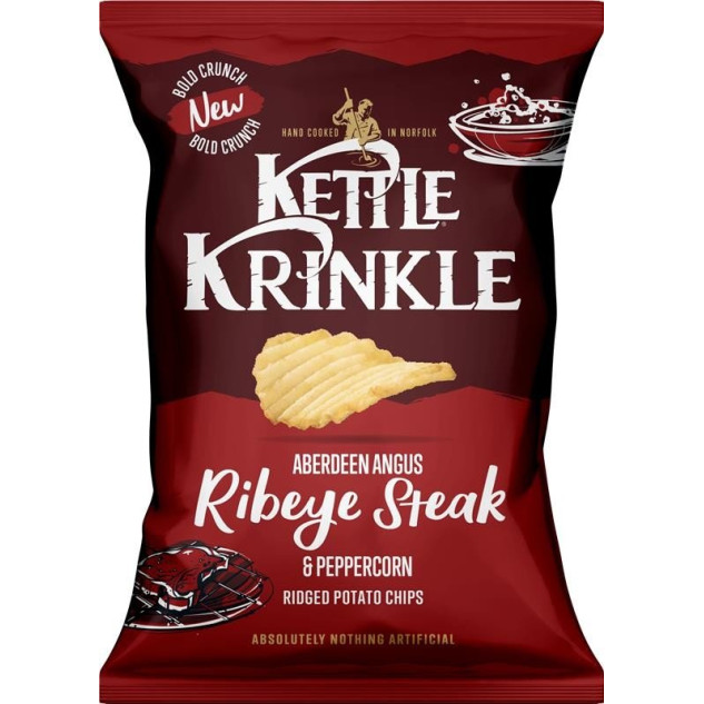 Kettle Krinkle Ribeye Steak & Peppercorn Crisps 18 x 40g